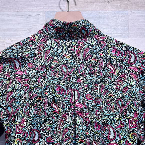 SANSOLEIL 3/4 Sleeve UV 50 Printed Golf 1/4 Zip Top Paisley Cooling Womens XS - Picture 5 of 6